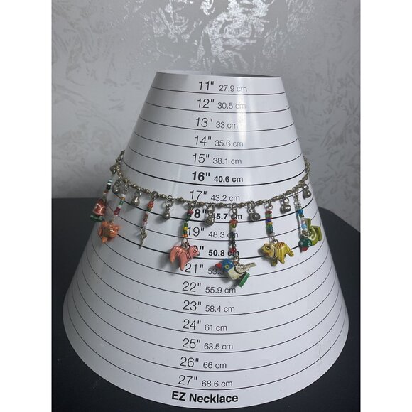 Charming Animal Charm Necklace With Colorful Beads & Antique Brass Chain - Picture 2 of 4